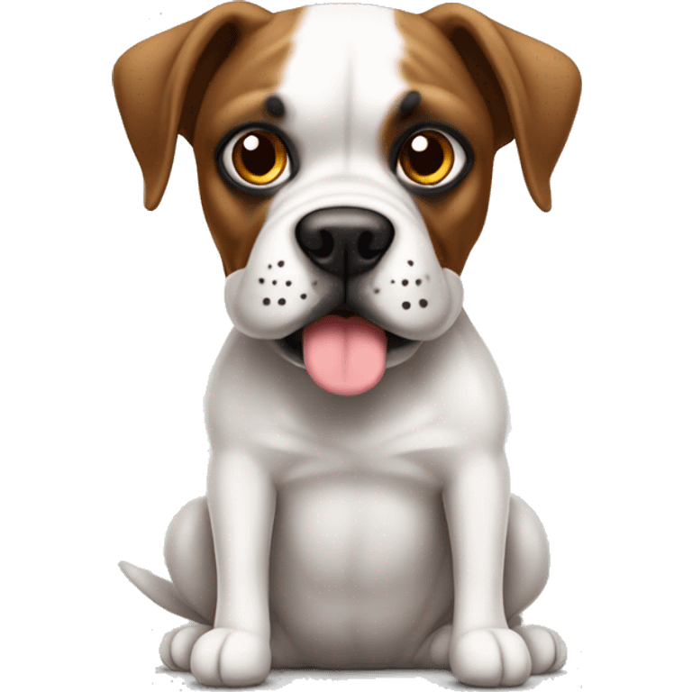 Perro boxer blanco con mancha café en el ojo izquierdo  emoji