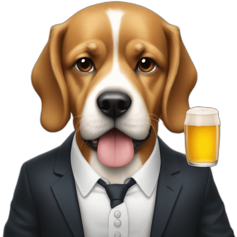 Macron sur un chien avec une pinte de bière à la main emoji