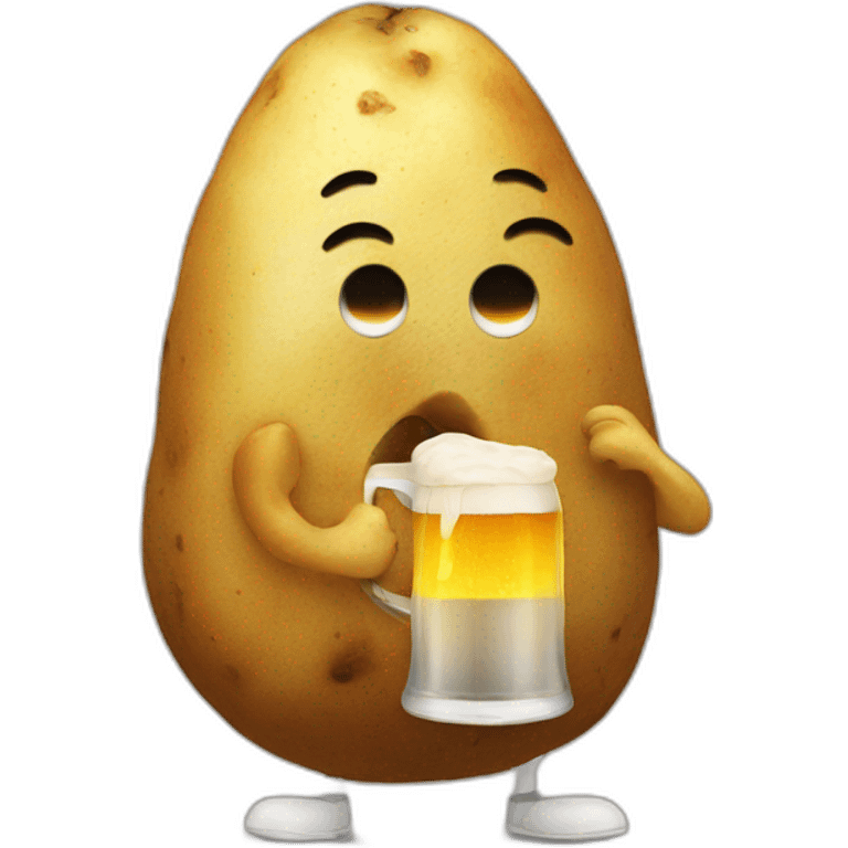 a potato drinking a beer emoji