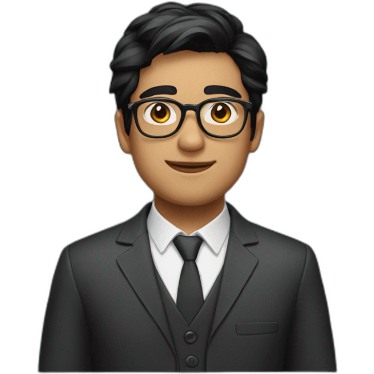 Ashok + black hair + spectacles emoji