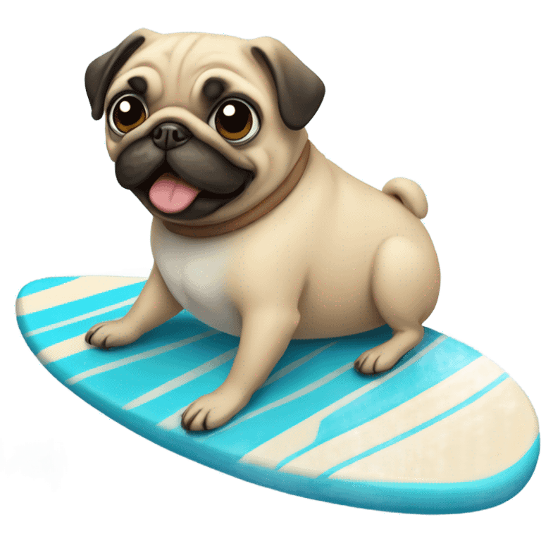 Pug on a surfboard  emoji