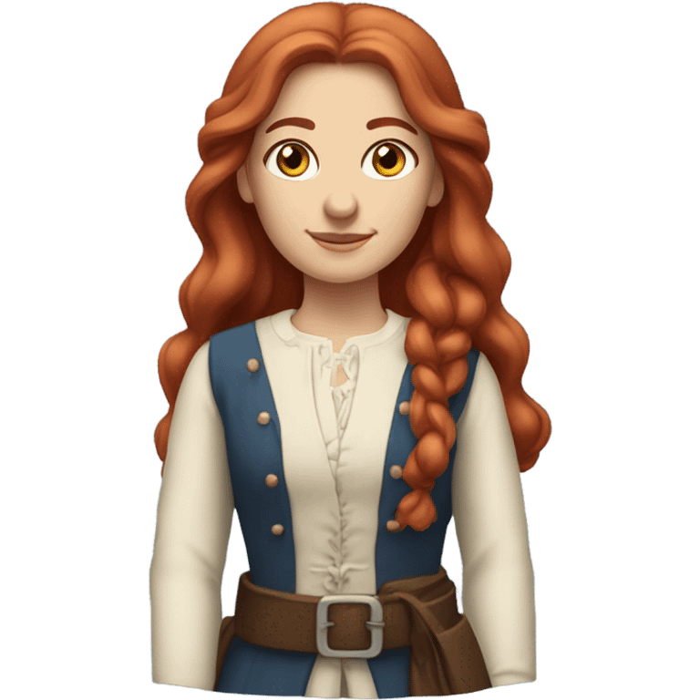 Caucasian colonial woman with long red hair and blue eyes emoji