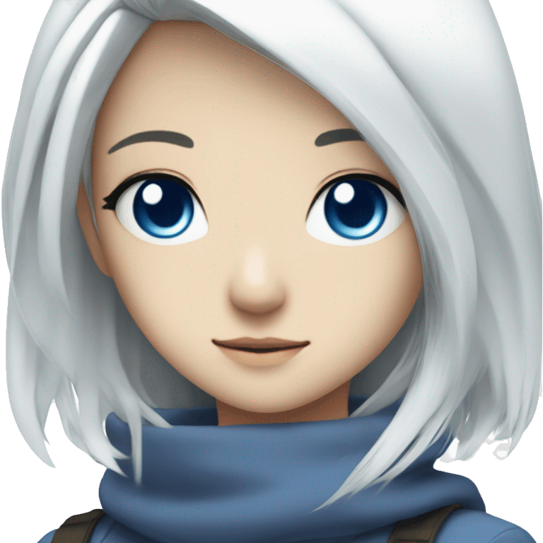 anime white hair girl with blue eyes emoji