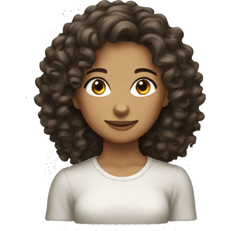 Brunette girl with curly hair  emoji