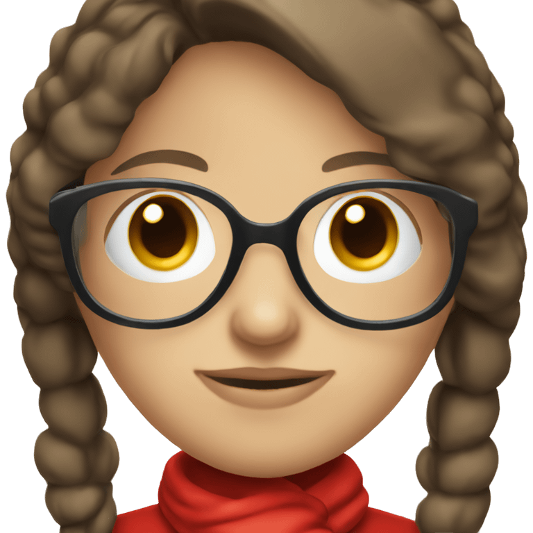 Female brunette Santa with blue eyes and glasses emoji