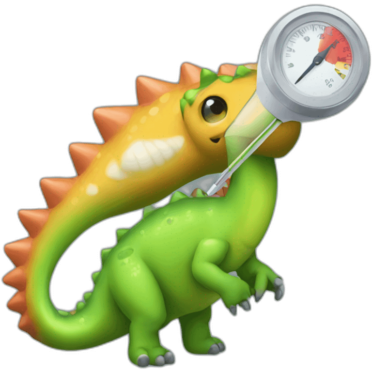 fever dinosaur with thermometer emoji