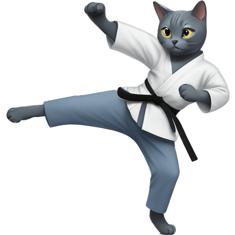 Russian blue cat doing karate  emoji