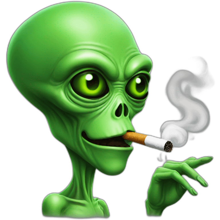 green alien smoking emoji