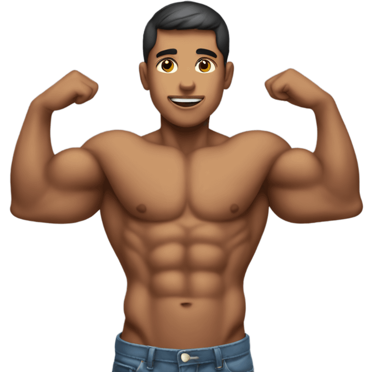 Muscly boy stood posing emoji