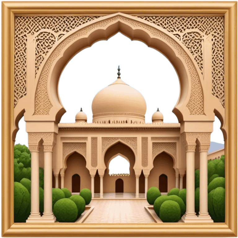 Cinematic Realistic Alhambra Landmark Emoji, capturing the intricate Moorish architecture, ornate arches. emoji