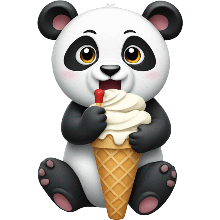 Panda eating ice cream emoji