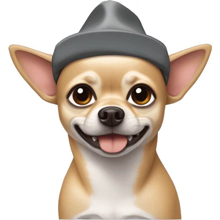 tan Chihuahua mix shark hat emoji