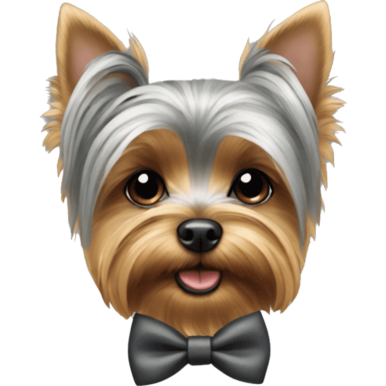 Grey yorkie with bow tie  emoji