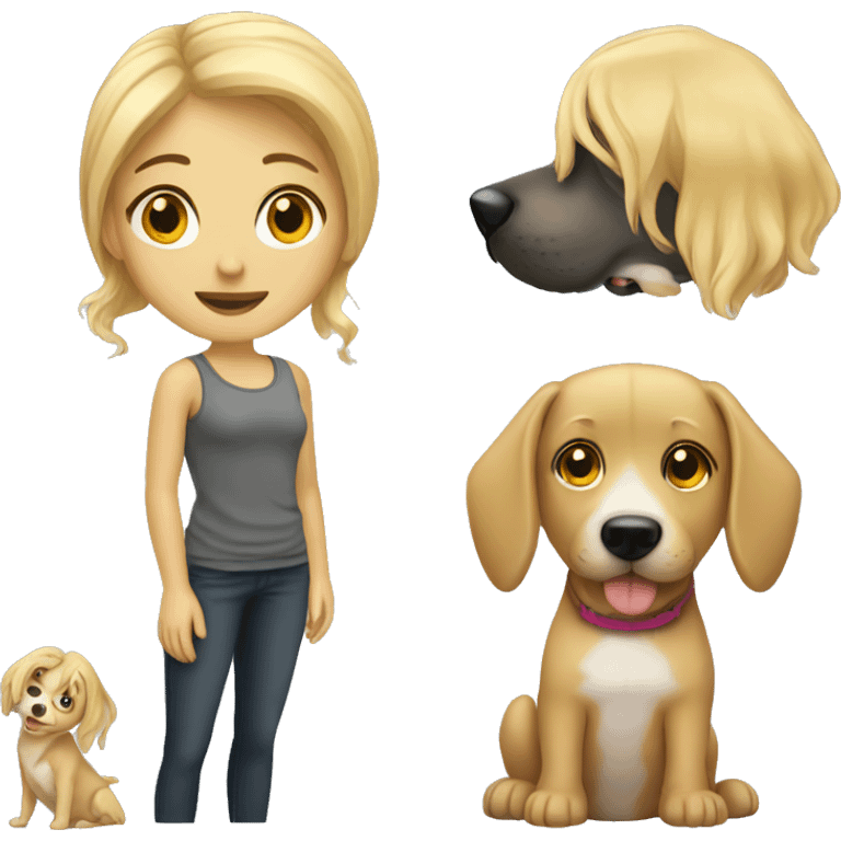 blonde girl with dog emoji