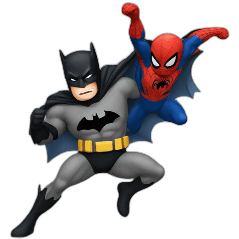 Batman fighting spiderman emoji