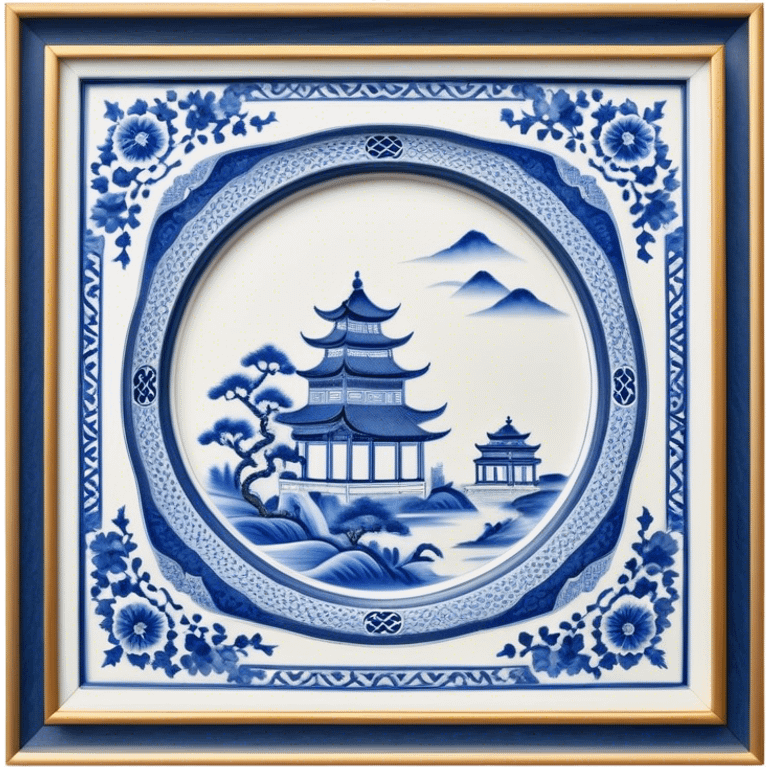 Cinematic Realistic image of exquisite blue and white porcelain, rendered with delicate, intricate patterns and fine textures, showcased against a classic Chinese backdrop with soft, refined lighting emoji