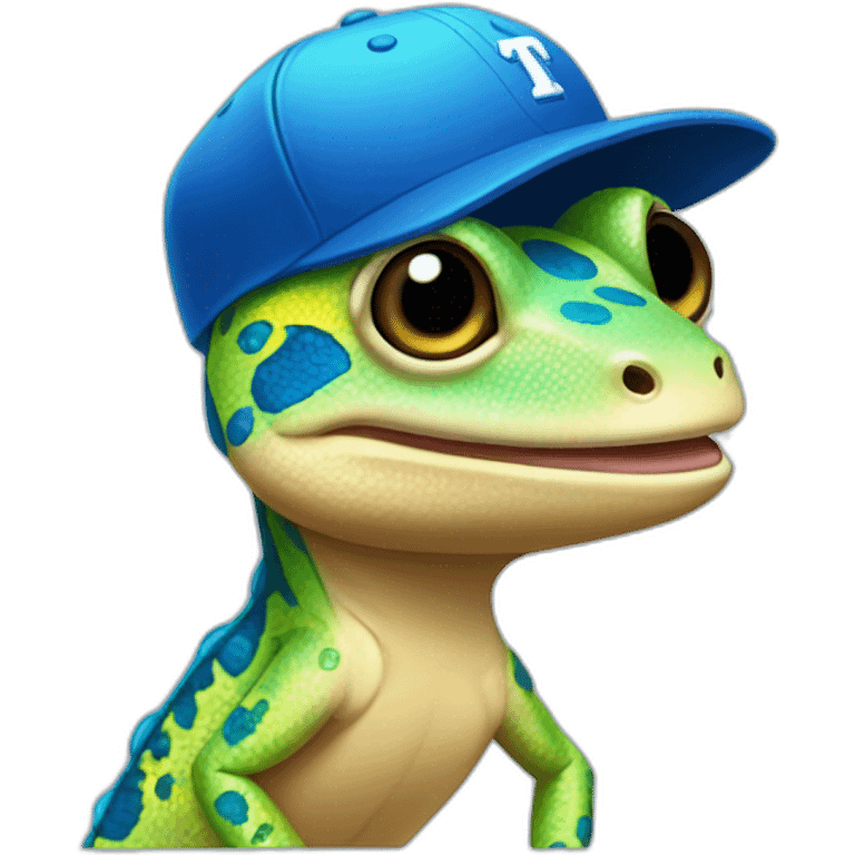 Gecko tiktoker wearing blue baseball hat emoji