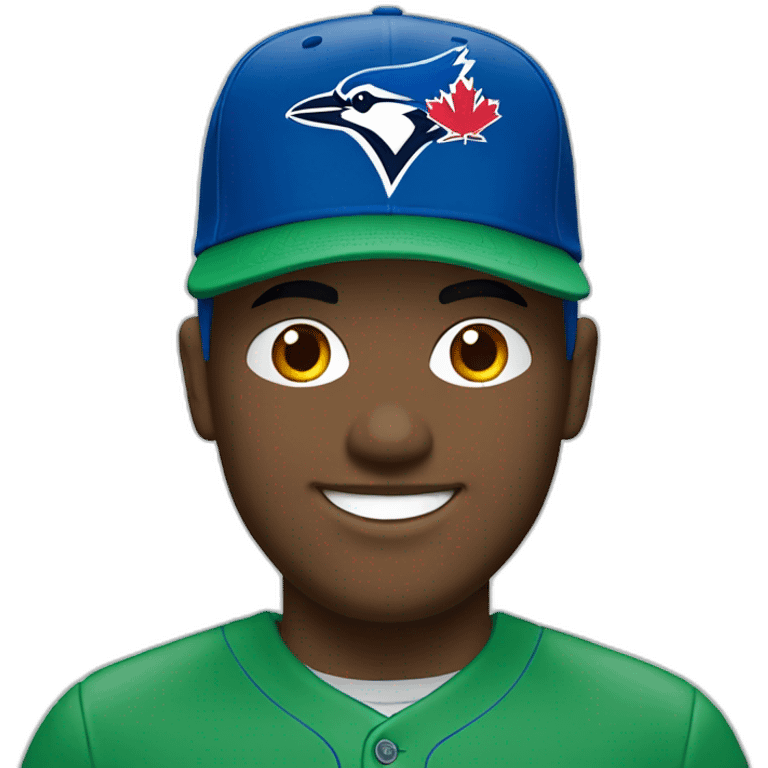 white guy in a green shirt and toronto blue jays hat (blue) emoji