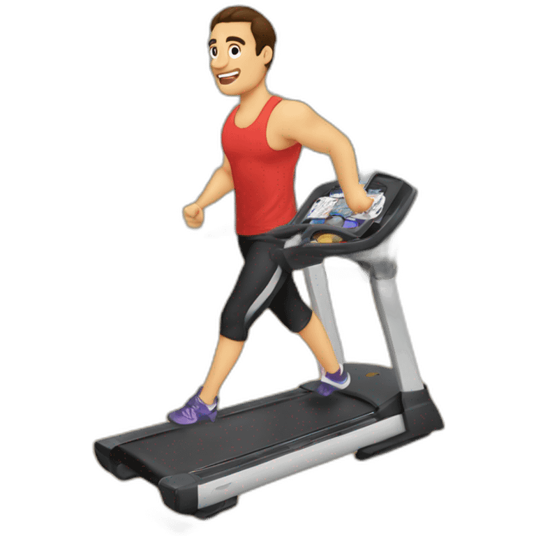 Chico haciendo ejercicio en el gym emoji