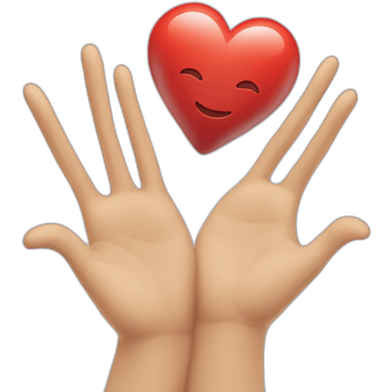 smiley face with two hands creating a heart on the head emoji