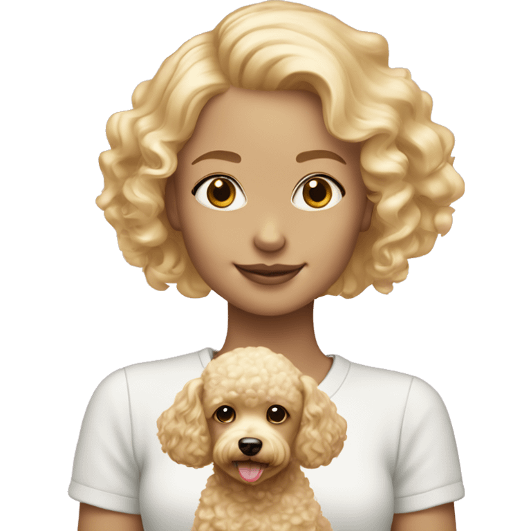 blond girl with cream colored puppy poodle  emoji