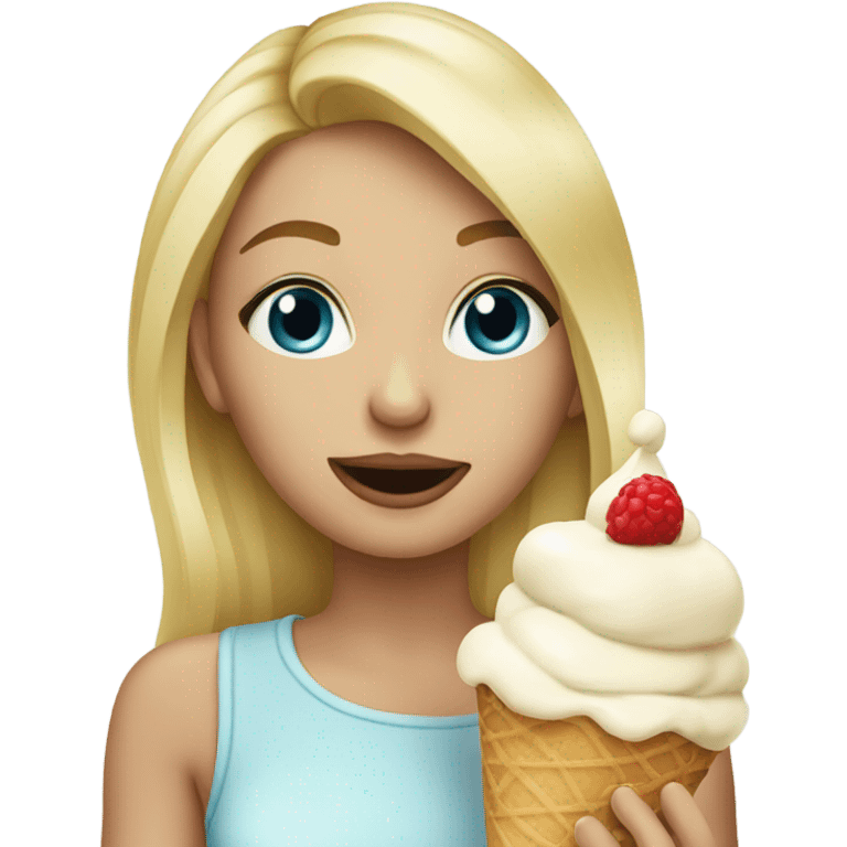 Beautiful blonde girl eating an icecream  emoji