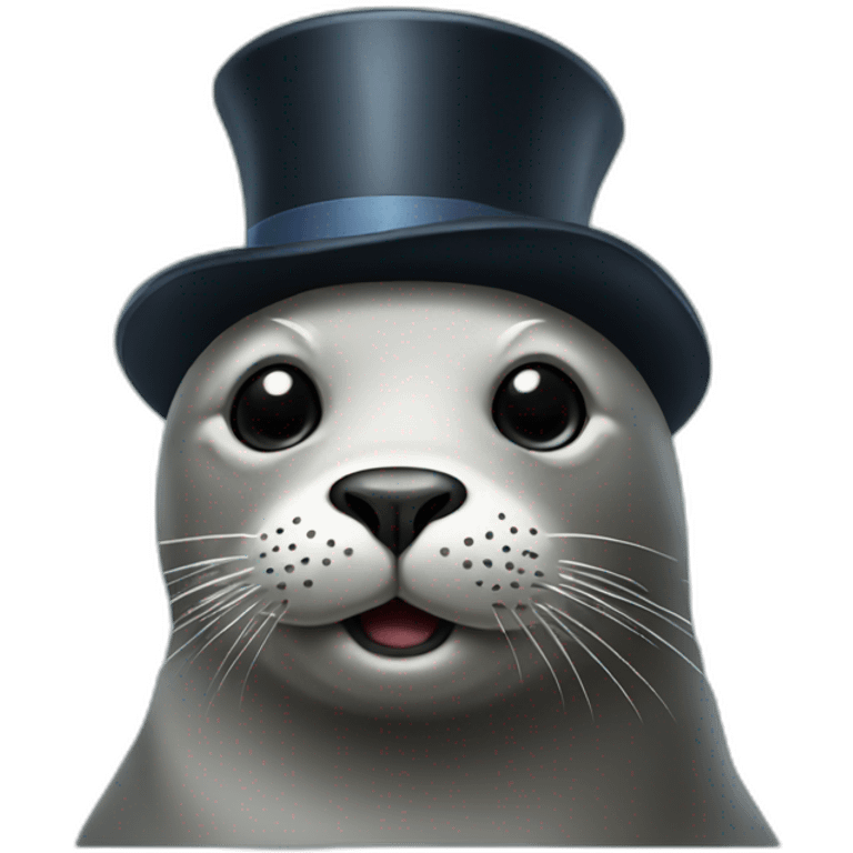 seal wearing top hat emoji