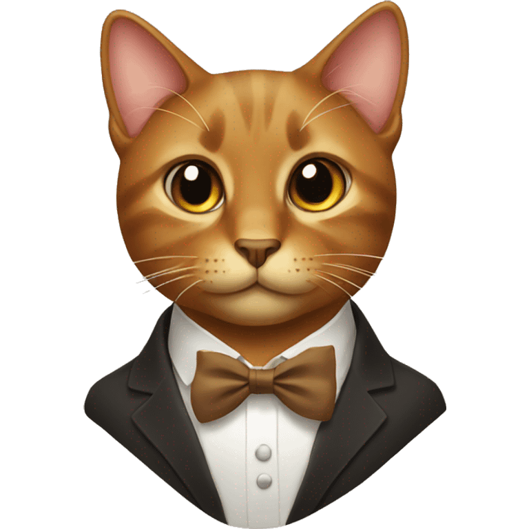 Brown cat with a bow tie emoji