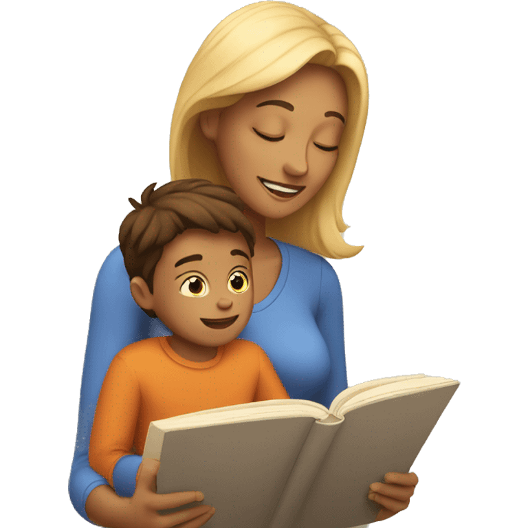 Mother reading to son emoji