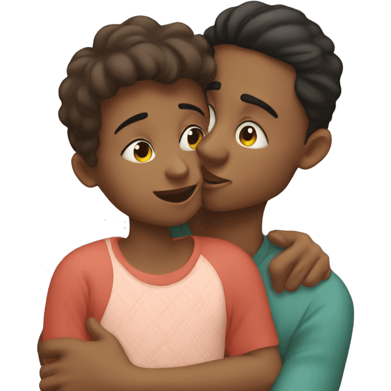 Boy kissing mother on the cheek emoji