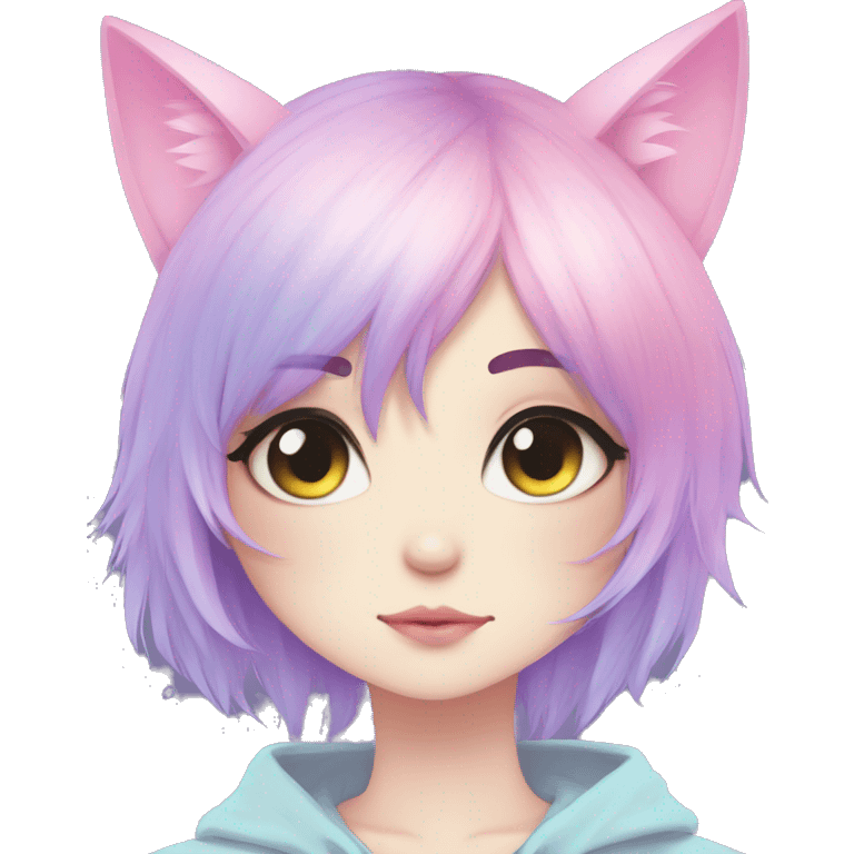 Cute Edgy Pastel Gradient Beautiful Anime Emo CatLady emoji