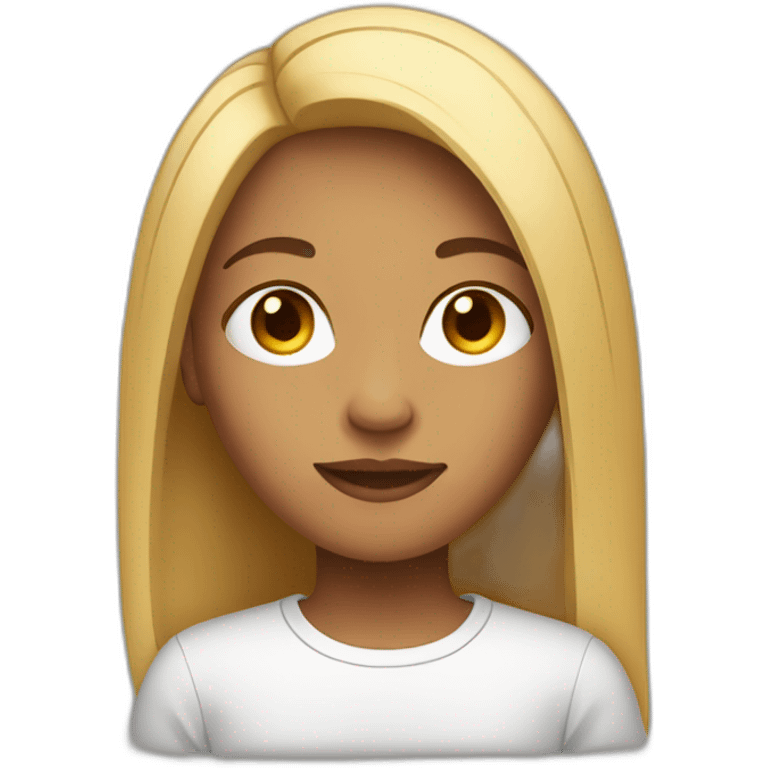 A mulatto teenager with straight hair and a laptop emoji