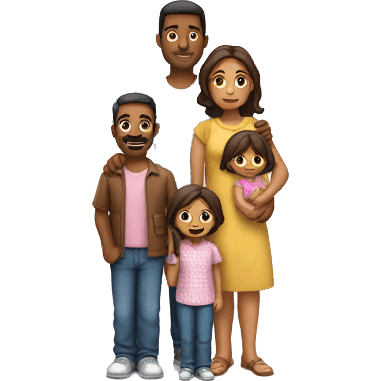 Familia de 5 personas papá y mama hijas tres emoji