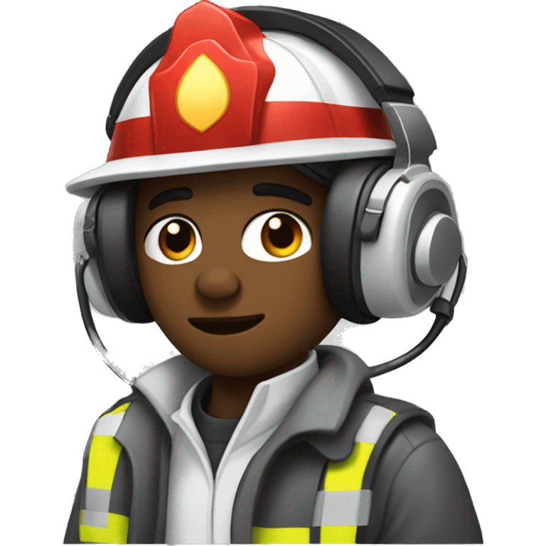 A white firefighter playing video games listening to music emoji