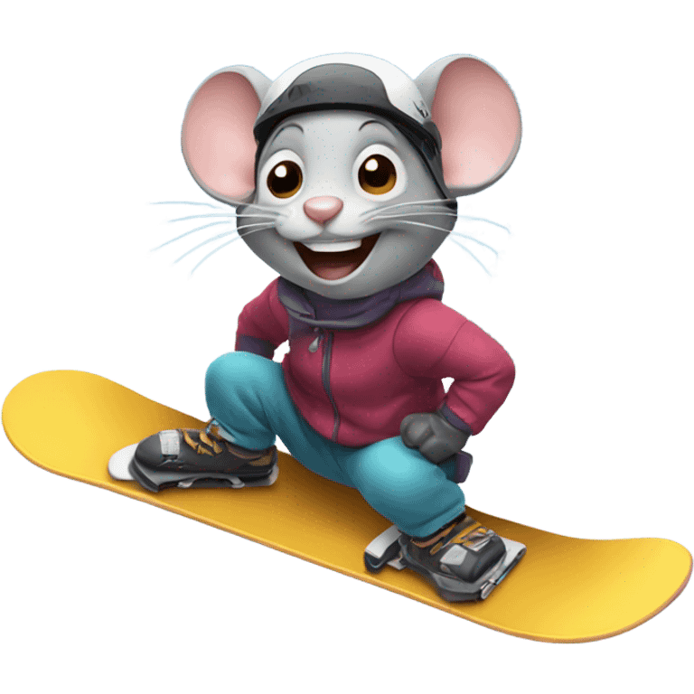 Mouse snowboarding and smiling  emoji