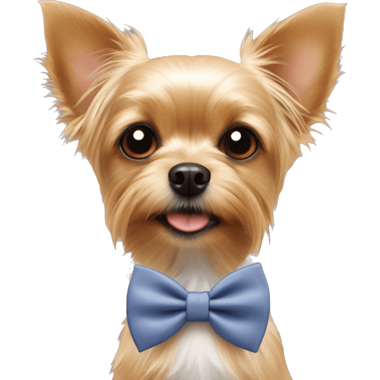 Yorkie￼+Chihuahua ￼￼dog mix with a bow tie emoji