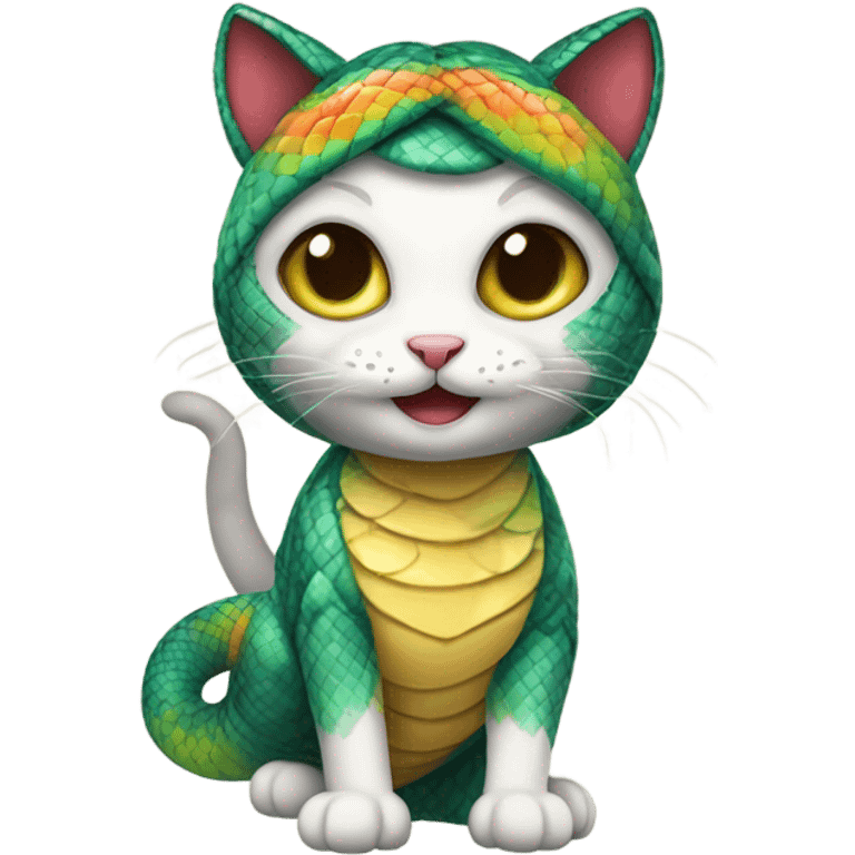 cute cat in a cute snake costume emoji