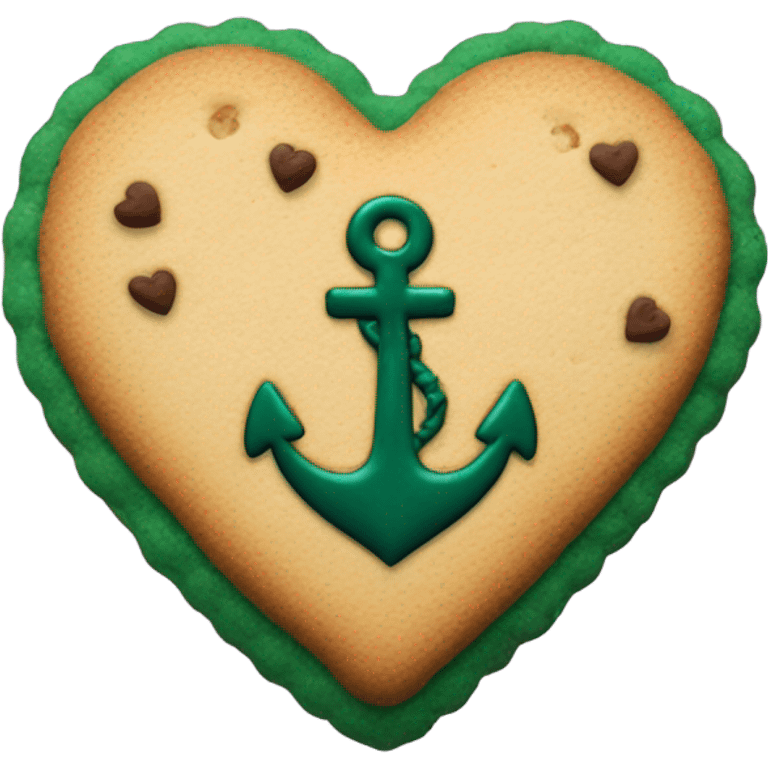 cookie heart with dark green anchor emoji