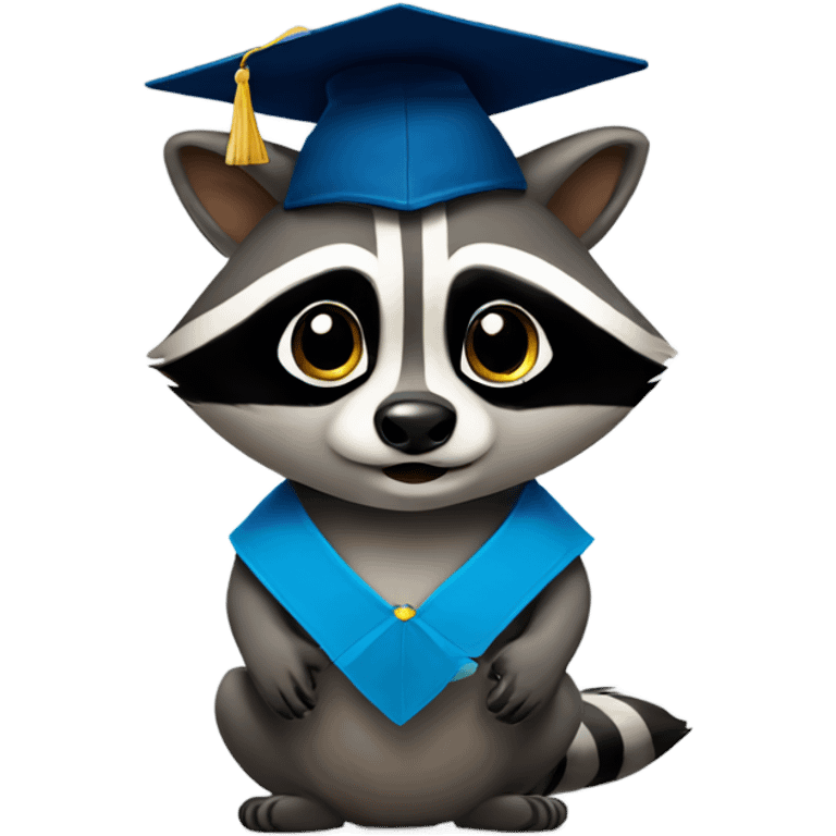 raccoon with a graduation hat emoji