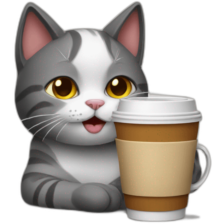 cat drinking coffee emoji