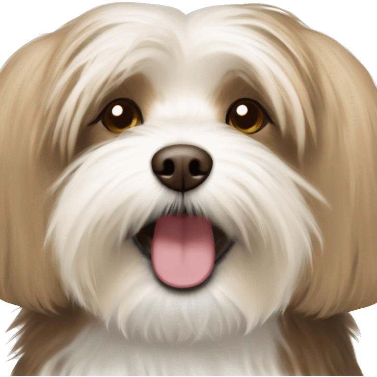 Havanese small dog with brown and blonde fur and happy expression emoji