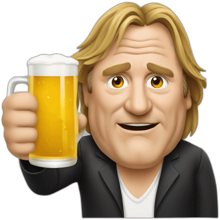 Gérard Depardieu drinking a beer emoji