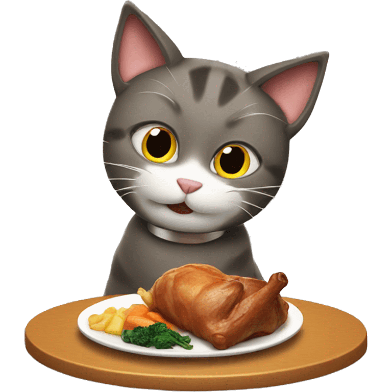 cat eating a roast dinner emoji