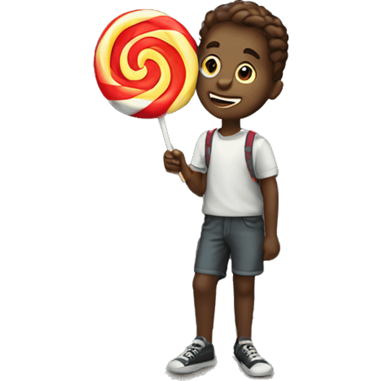 Kid with a lollipop on a hill emoji