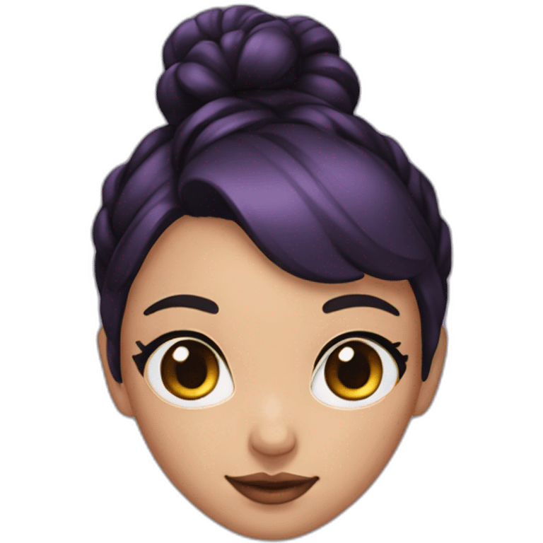 Girl, purple eyes, black short hair with two buns emoji