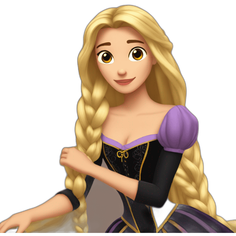 Rapunzel con vestido negro llorando emoji