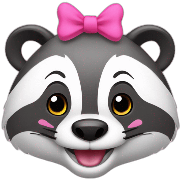 happy badger with pink bow on forehead emoji