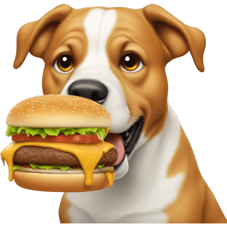 Dog eats burger emoji