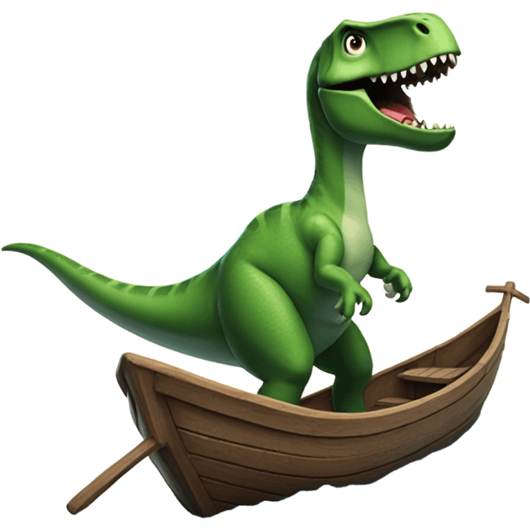 Dinosaur riding a boat emoji