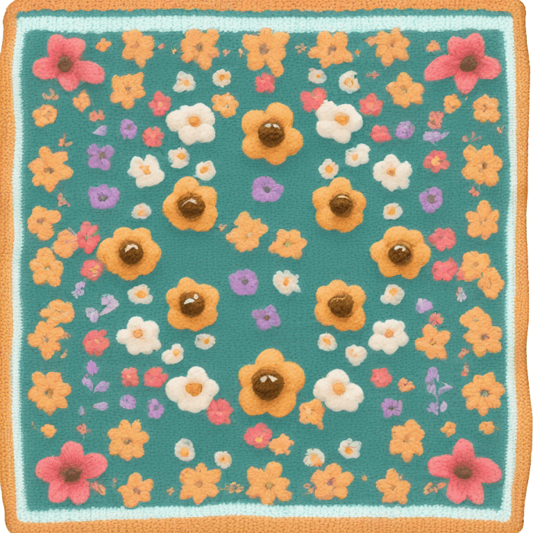 Knit scarf with floral design emoji